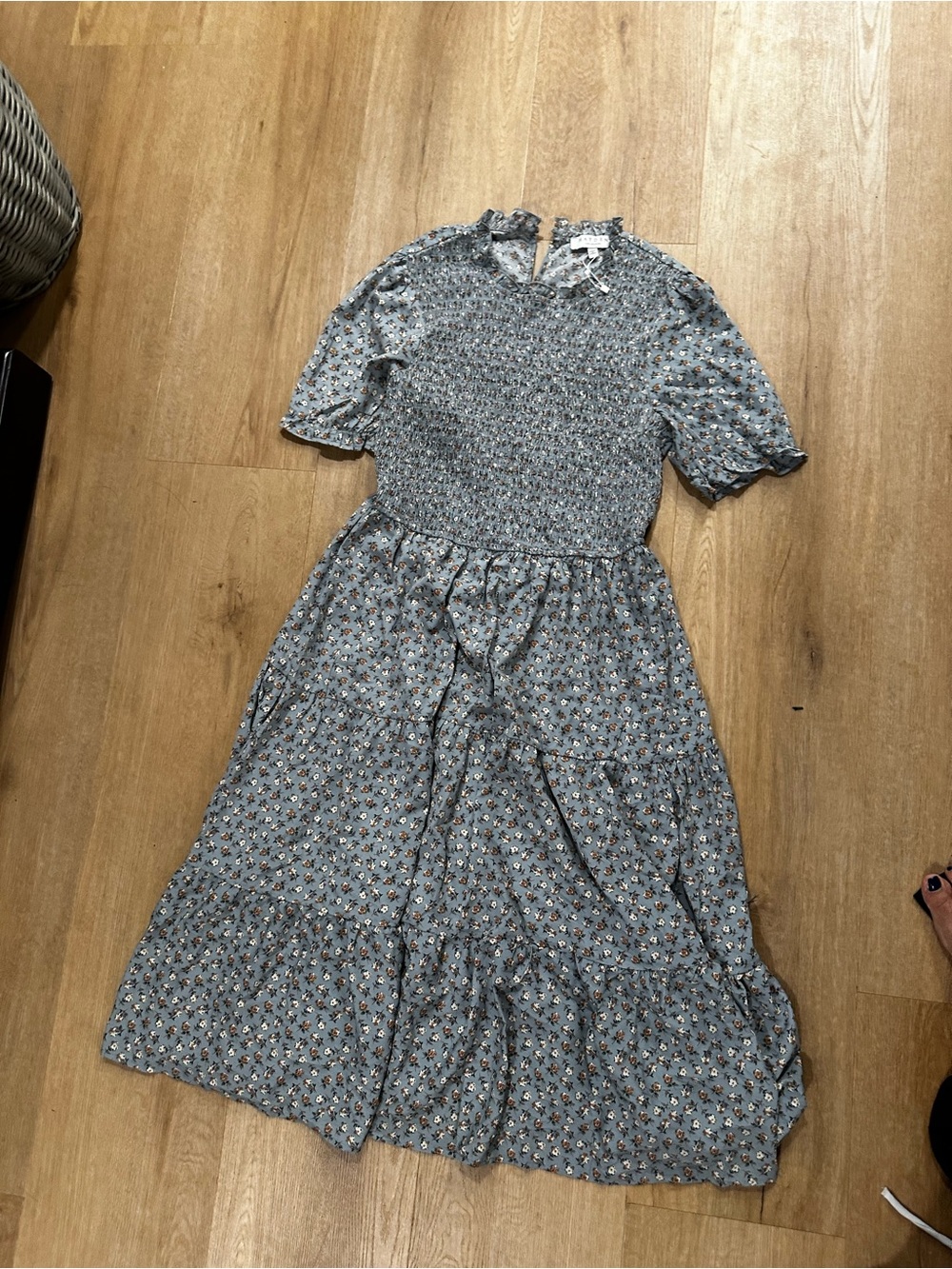 Hayden Blue Floral Smocked Midi Dress